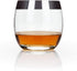Viski Irving Chrome Rim Crystal Lowball Tumblers Set of 2 - Premium Crystal Clear Cocktail Glass Gold Rimmed Glassware, Stylish Lowball Whiskey Gl...