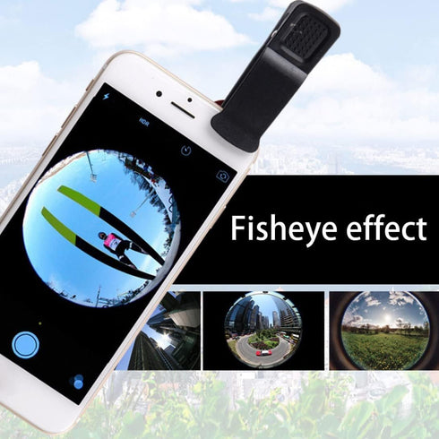 1Pc Black Fisheye Lens iPhone 3 in 1 Wide Angle Fish Eye Macro Lenses Clip-on Universal Lens Phone Lens Kit for Photo and Video Accessories with M...