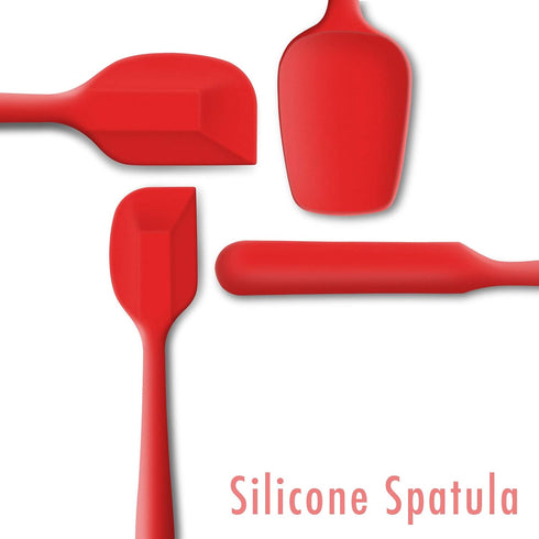 4 Piece Silicone Spatula Set, Flexible Heat Resistant Non-scratch Baking Cooking Rubber Spatulas with Stainless Steel Core, Red...
