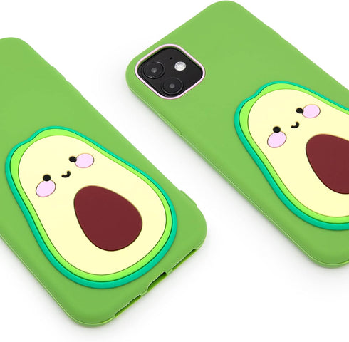 Cute iPhone 11 Case, Avocado Funny Fruit Shaped Soft Silicone 3D Cartoon Full Protection Shockproof Back Cover Cases Skin for Girls Kids boys Wome...