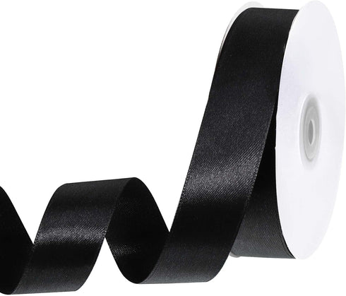 Black Satin Ribbon 50 Yards 1 inch Black Ribbon for Gift Wrapping Flower Bouquet Crafts Bow Making Wedding Party Home Decoration...