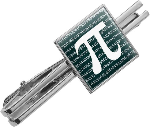 Pi Math Geek Nerd 3.14 Square Tie Bar Clip Clasp Tack- Silver or Gold...
