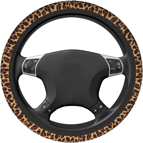 Leopard Steering Wheel Covers Non Slip Neoprene Steering Wheel Protector Cover Universal 15 Inch for Men Women...