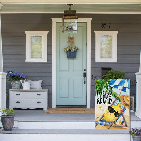 Summer Cartoon Lemon Garden Flags 12x18 Inch Double Sided, Feeling A LITTLE BEACHY Yard Decoration, Small Seasonal Outside Decor for Spring Outdoo...