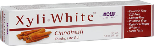 NOW Solutions, Xyliwhite™ Toothpaste Gel, Cinnafresh, Cleanses and Whitens, Clean and Fresh Cinnamon Taste, 6.4-Ounce...