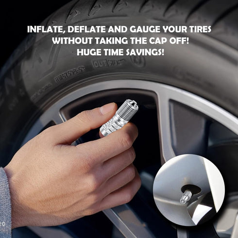 20 Pcs Double Seal Valve Stem Cap Inflate Tire Valve Caps Flow Through Tires Air Cap Tire Stem Valve Caps Metal Valve Cap for High Pressure Truck ...
