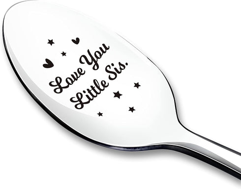 Love You Little Sis Spoon Engraved Funny Sister Gift Ice Cream Tea Coffee Cereal Lover Spoon Teaspoon Best Graduation Christmas Birthday Gifts...