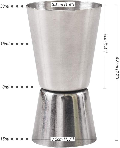 Newk Double Jigger for Bartending, 1/2 & 1 Oz(15 & 30 ML) Stainless Steel Cocktail Measuring Jigger (Set of 4)...