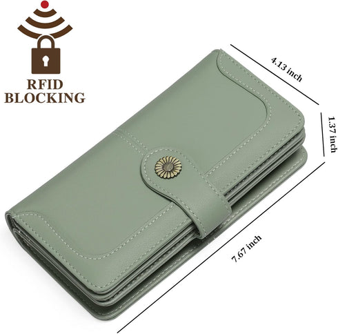 FALAN MULE Women's Wallet Genuine Leather RFID Blocking Large Capacity Trifold Ladies Wallet...