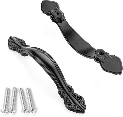 10 Pack Flat Black Cabinet Hardware Handle Pull - 2-1/2" (64mm) Hole Center, Drawer Handle Dresser Kitchen Cupboard Furniture Hardware Door Pull...