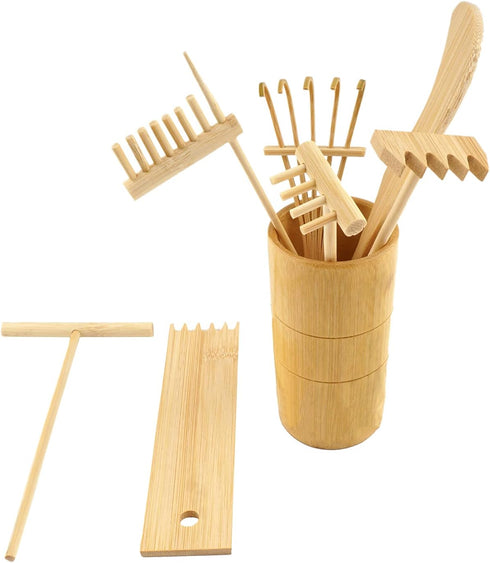 7Pcs Mini Zen Garden Rakes, Zen sand garden rake set, mini Zen garden tools and accessories for Home Gift Garden Decor Serenity and Spiritual Medi...