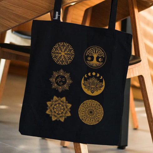 OLYCRAFT 2pcs 8.6x11 Inch Self-Adhesive Mandala Stencil Lotus Tree Silk Screen Stencils Reusable Silkscreen Printing Stencils Moon Sun Mesh Transf...