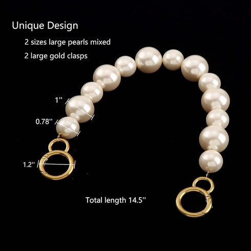 DIY Sturdy Large Imitation Pearl Bead Purse Handle Strap Bag Charms Handbag Chain Replacement Accessories Decoration...