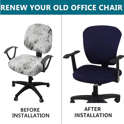 Office Computer Chair Cover Stretch Universal Jacquard Seat Slipcover 2 Piece for Desk Rotating Armless Chair, Removable Washable Anti-dust Chair ...