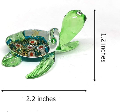 ZOOCRAFT Sea Turtle Hand Blown Glass Figurine Collectible Aquarium Miniature Home Garden Decor Personalized Gift...