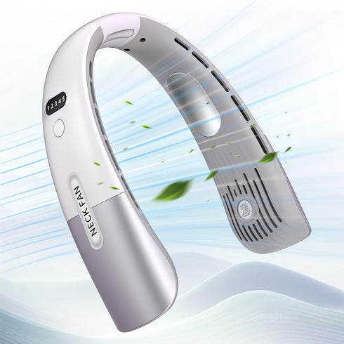 Portable Neck Fan,Hands Free Bladeless Fan with 2 Cooling Plate,Personal Fan 4000mAh Battery USB Rechargeable,5 Speeds Adjustable 360° Cooling,Sup...