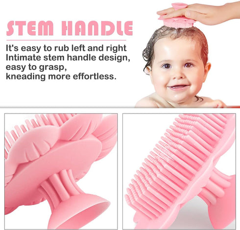 Baby Hair Scalp Massage Shampoo Brush with Soft Baby Bath Brush Silicone Massage Brush for All Hair Kid Newborn Toddler??...
