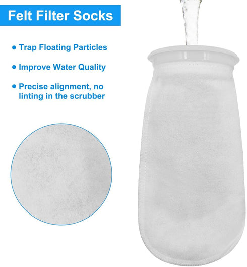 3Pcs 4 Inch Ring by 10 Inch Long Filter Socks 200 Micron, Aquarium Felt Socks, Aquarium Filter Bags for Freshwater Saltwater Aquariums Fish Tank, ...