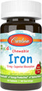 Carlson - Kid's Chewable Iron, 15 mg, Superior Absorption, Blood Health, Energy Production & Optimal Wellness, Natural Strawberry Flavor, 30 Table...