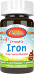Carlson - Kid's Chewable Iron, 15 mg, Superior Absorption, Blood Health, Energy Production & Optimal Wellness, Natural Strawberry Flavor, 30 Table...