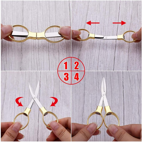 Folding Scissors,Safe Portable Travel Scissors,Zinc Alloy Handle Stainless Steel Telescopic Cutter for Home Office outdoor fishing?2PC?...
