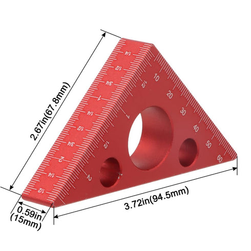 Aluminum 45/90 Degree Layout Thickened Triangle Ruler,Imperial and Metric Scales Isosceles Right Triangular high-Precision Measuring Ruler,Square ...