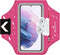 Running Armband with Headset Bag for Samsung Galaxy S25,S24, S23, S22,S21,Zipper Slot Car Key Holder, Workouts Sports Phone Arm Band (Pink)...