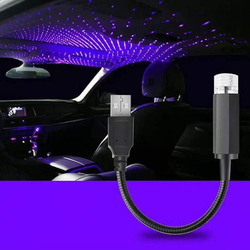 1Pc Black USB Star Projector Night Light,Adjustable Romantic Starry Sky Projector Car Light,Portable Atmosphere Decorative Auto Roof Light for Var...