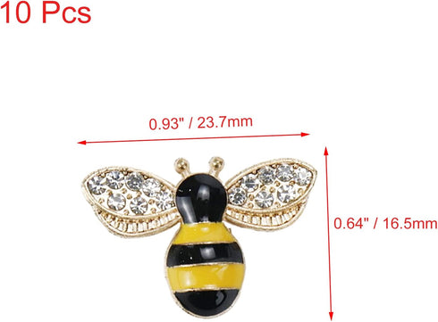 10Pcs Bee Rhinestone Enamel Craft Bee Rhinestone Flatback Button Tiny Cute Craft Bee Button Honeybee Resin Craft for Handmade DIY Craft Clothing H...