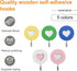Wooden Double Heart-Shaped Self-Adhesive Hooks, 5pcs Key Holder Coat Hook Strong Adhesive Hooks for Home Office Hotel Wall Decoration...