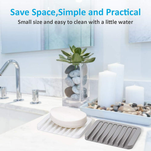 2PCS Mcyye Self Draining Soap Dishes, Premium Silicone Soap Holder & Saver for Shower, Bathroom, Kitchen, Bath Tub, Razor, Sponges, Drains Water V...