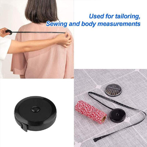 3 Pack Tape Measure Retractable Measuring for Body Fabric Sewing Tailor Cloth Knitting Craft Weight Loss Measurements Retractable Black Dual Sided...