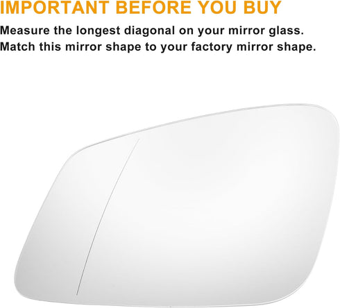 X AUTOHAUX Car Rearview Left Driver Side Mirror Glass Replacement W/Backing Plate Heated White Glass for BMW 2 3 4 5 6 7 Series M F20 F22 F30 F32 ...