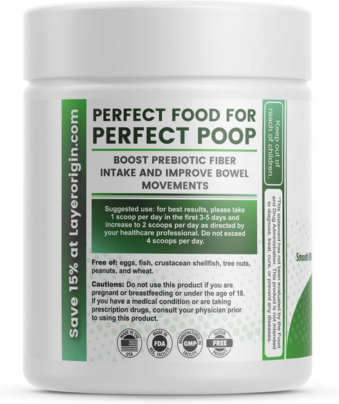 Layer Origin Constipiotic Prebiotic Fiber to Ease Bowel Movement and Support Regularity - 4.4 g Per Serving - HMO 2'FL, GOS, Inulin FOS - 30-Day S...