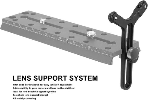 Y Bracket Lens Support with Double Wheels, Y Shaped Lens Support Bracket with 71.5mm Vertical Adjustment, Lens Support System fit for DIY S, SC...