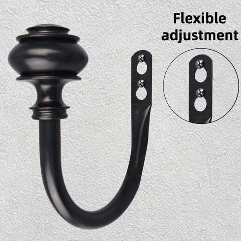 Curtain Holdbacks, 2Pcs Curtain Tiebacks Wall Mounted with Screws, Decorative Curtain Holders for Bedroom Livingroom Office Home,Black...