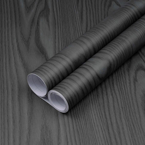 Abyssaly Wood Contact Paper, Thicken Natural Wood Peel and Stick Wallpaper for Cabinets, Self Adhesive Film Removable Vinyl Black Wood Wallpaper f...