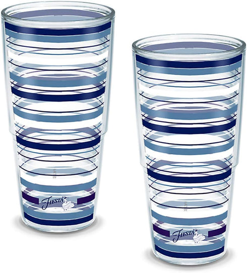 Tervis Made in USA Double Walled Fiesta Insulated Tumbler Cup Keeps Drinks Cold & Hot, 24oz - 2pk, Lapis Stripes...