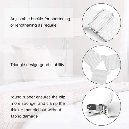 Bed Sheet Fasteners, 8 PCS Adjustable Triangle Elastic Suspenders Gripper Holder Straps Clip for Bed Sheets, Mattress Covers, Sofa Cushion...