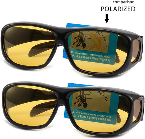 2PCS Unisex Prescription Glasses Optic HD Night Day Driving Wrap Around Anti Glare Sunglasses...