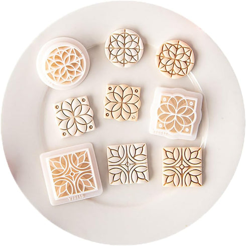 3 Pcs Polymer Clay Cutters,Vintage Pattern Polymer Clay Molds Resin Polymer Clay Cutters, Retro Geometric Flower Clay Earring Cutters Clay Cutters...
