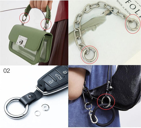 8pcs Silver Spring O Rings,Round Carabiner Snap Clip Trigger Spring Keyring Buckle,O Ring for Bags,Purses BBC3 (1 1/4''(3.2cm), Silver)…...