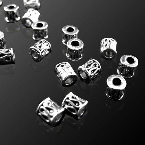 120pcs Tibetan Antique Silver Filigree Tube Beads 6mm in Dia. Column Spacer Loose Beads Hollow Charms Pendant DIY Bracelets(P233) Necklace Jewelry...