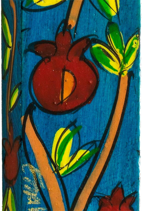 Yair Emanuel Hand-Painted 4.9 Inch Wooden Mezuzah Case with Pomegranate Design - Jewish Home Blessing Judaica Gift...