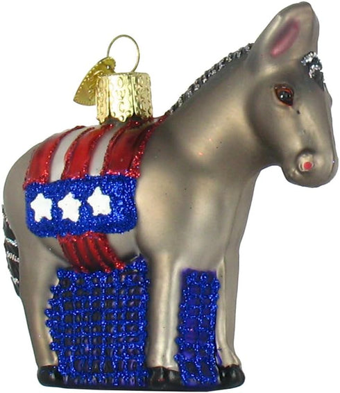 Old World Christmas Ornaments: Political Gifts Glass Blown Ornaments for Christmas Tree, Democratic Donkey...