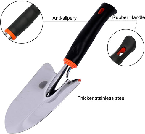 Garden Tool Shovel for Digging Gardening Trowel for Lawn Planting Stainless Steel Spade Rubber Handle Anti Slippery...