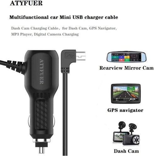 Dash Cam Charger Cable, 11.5FT Mini USB for 12V-24V Cars & Trucks, 3-in-1 Charging for Dash Cam, GPS Navigator, Mobile Phones & Other Devices......