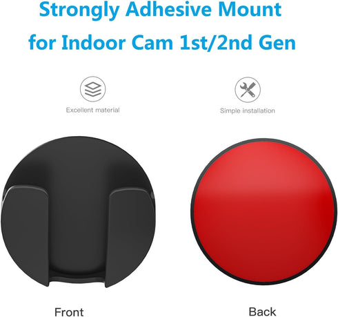 Adhesive Wall Mount for Ring Indoor Cam 2nd Gen and 1st Gen No Drill (Black,2 Pack)...