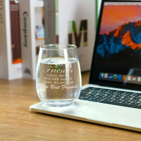 JERIO We Will Be Friends Until We Are Old And Senile, Friend Gifts 30th 40th 50th 60th Birthday Gifts for Women, BFF, Roommate, Her,15 oz Stemless...