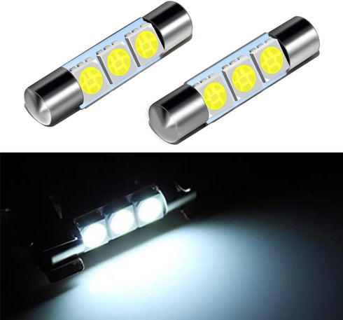 ZHOL SUPER BRIGHT White Vanity LED Light Bulbs Mirror Fuse Sun Visor 3-SMD 5050 Chips, 6641F (A Pair)...